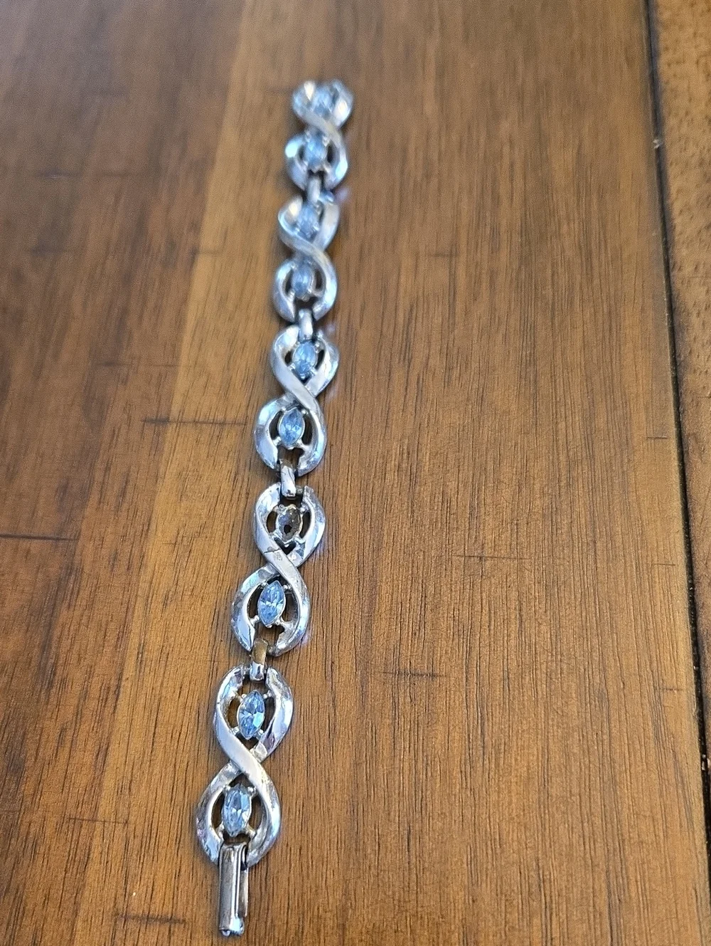 Silver-Tone Blue Crystal Infinity Link Bracelet